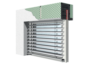 Abb. Schnitt Aufsetz Raffstores Aussenjalousien AU RA Seilführung