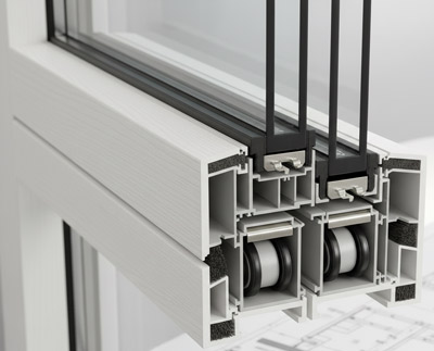 Die Parallel-Schiebe-Kipptüren aus Kunststoff Abb. Querschnitt 