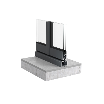 Abb. Schnittbild SF35 Aluminiumsystem mit Isolierglas, hängend