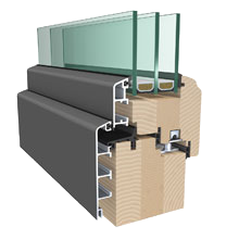 Abb. Schnitt V1 P Aluminium-Holz-Fenster