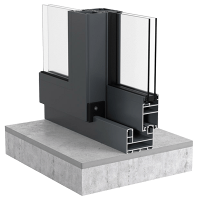Schiebe-Wand-Systeme Abb. Schnittbild SF42 Ganzglas-System