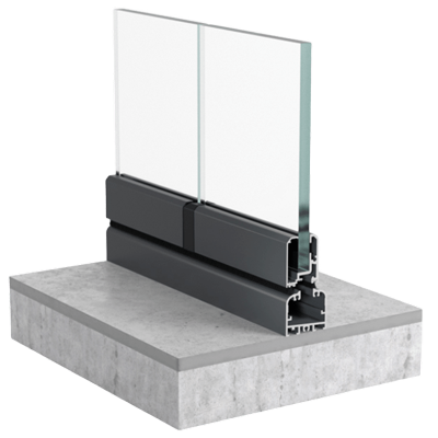 Schiebe-Dreh-Systeme Abb. Schnittbild SF25 Ganzglas-System, hängend